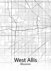 Fototapeta na wymiar West Allis Wisconsin minimalist map