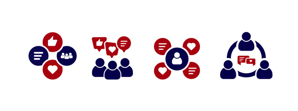 inbound icon vector illustration. people with like and love in flat style - stock vector.