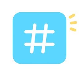 Obraz premium シンプルな水色のハッシュタグのアプリ