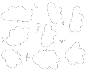 手書きの吹き出しセット　雲型フレーム　ベクター