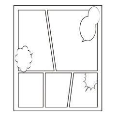 吹き出しのついた漫画のフレーム背景ベクターイラスト 