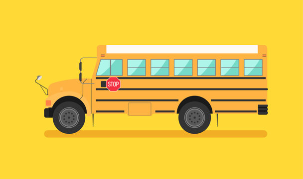 School bus stylized vector on yellow background