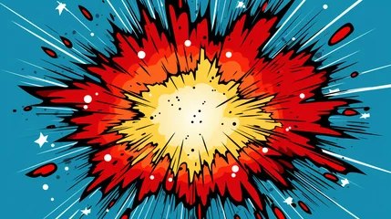 Foto auf Alu-Dibond Explosion burst blast boom graphic design comic for wording text style sticker on red background © Rames studio