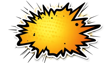 Deurstickers Comic wording style boom sticker graphic yellow on transparent background, PNG © Rames studio