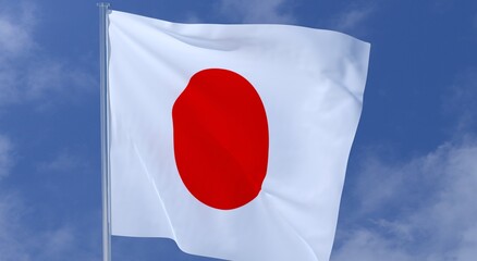 風にはためく日本国旗、日の丸