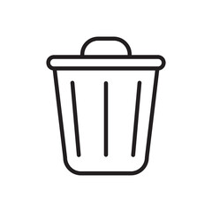 Trash bin line simple icon, Delete symbol, logo linear flat illustration on white background..eps
