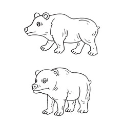 Set of bear cartoon hand drawn sketch illustration vector