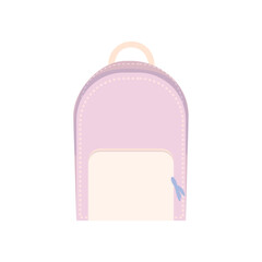 Pink trendy backpack, girls bag for school supplies, flat style. Hand drawn modern vector illustration 