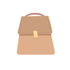 Brown women's bag, fashion bag. Hand and shoulder bag model in modern style. Woman accessories leather handbags, textile totes, grocery mesh. Flat vector illustrations isolated on white background