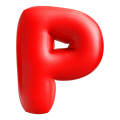 Balloon Letter P Font Red 3D Render