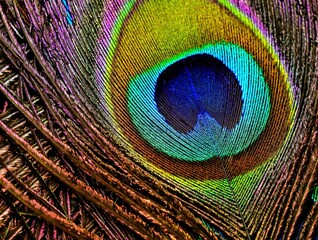 Obraz premium Peacock feather close-up.