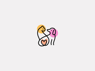 Abstract creative pet love logo icon vector illustration