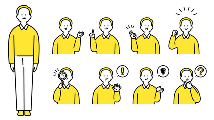 Naklejka premium シニア男性 上半身・表情バリエーション.