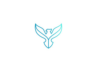 Creative bright gradient linear phoenix logo icon