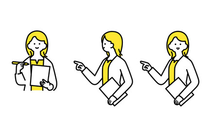 メモを取る女性・バリエーション.