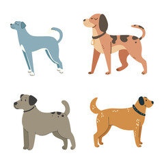 collection of flat illustrations of dog animals