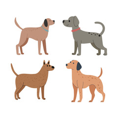 collection of flat illustrations of dog animals