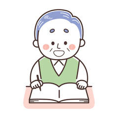 勉強する男性　シニア