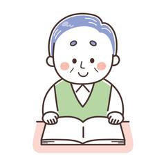 本を読む男性　シニア