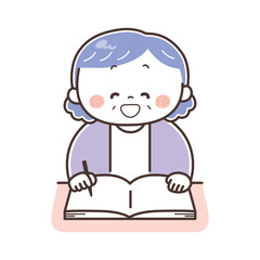 勉強する女性　シニア