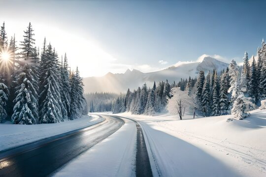 winter road in the mountains