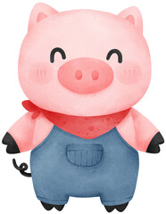 Cute pig cartoon character illustration