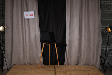 Interior of casting location with chair - obrazy, fototapety, plakaty
