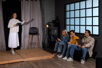 Fotobehang Actors casting on stage in audition room © Pixel-Shot