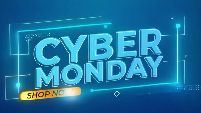 Cyber Monday with neon stripes on red gradient, motion abstract disco, club and holidays style banner background animated
