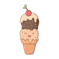 Cute Ice Cream Character Design Illustration