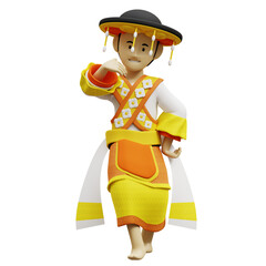 3D Tarian Ronggeng Blantek Betawi Dance Illustration