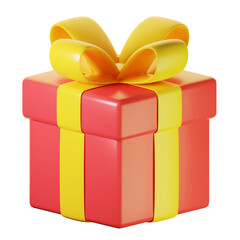 3d icon gift box with ribbon yellow