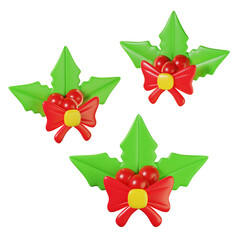 3d icon christmas holly berry