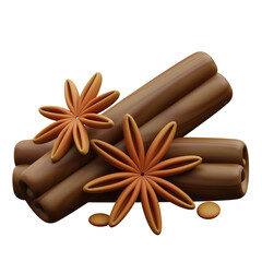 3d illustration of a bunch of cinnamon