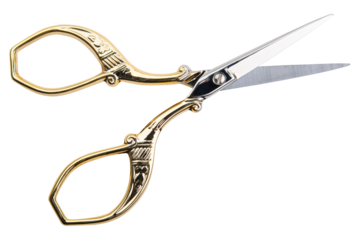 Scissors. Embroidery scissors, stainless steel sharp stork. Scissors for sewing crafting, art work, threading, needlework. DIY tools dressmaker small shears. Professional craft accessory or instrument