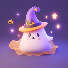 Obraz na płótnie Canvas C4D Halloween ghost, magic hat icon, Halloween, holiday decoration material, vector illustration
