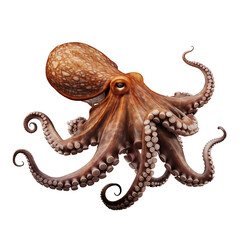Wild octopus isolated on transparent background