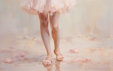 Ballet dancer in pink tutu on stage. - obrazy, fototapety, plakaty