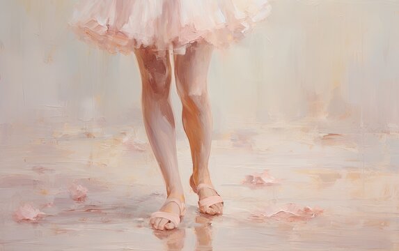 Ballet dancer in pink tutu on stage.