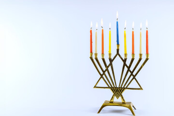 Hanukkiah Menorah symbol represents Jewish holiday Hanukkah during Hanukkah