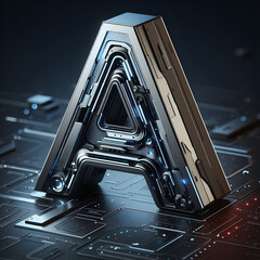 Futuristic 3D-Rendered Tech Letter 'A': Sleek, Modern, and Aesthetically Advanced Design. 