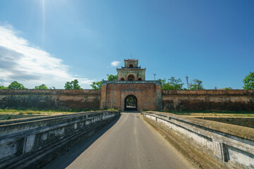 Fototapeta na wymiar Quang Duc gate to Hue Imperial City (the Citadel) in Hue city, Vietnam