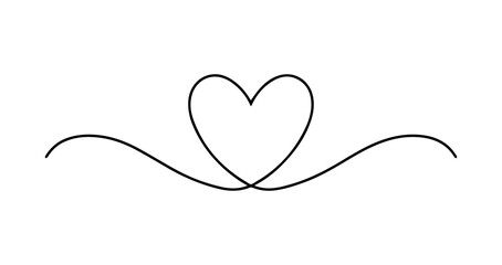 vector illustration. Heart drawing one line pattern.