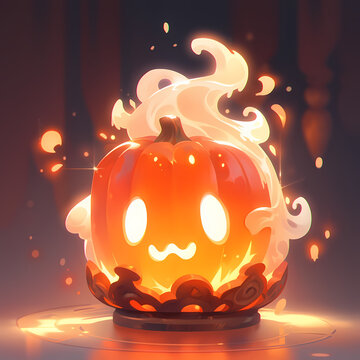 C4D Halloween ghost pumpkin lantern icon, Halloween, holiday decoration material, vector illustration