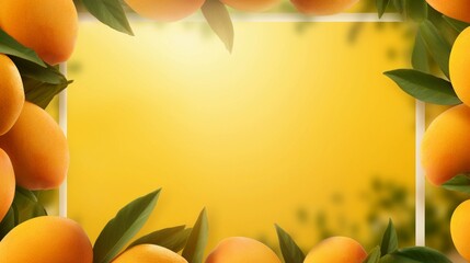 Sunbeams background fresh Mango frame paper art with space for text, background image, AI generated