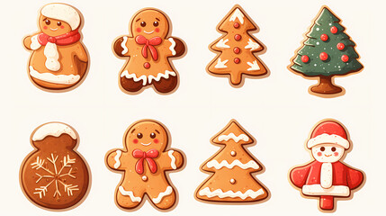 Christmas stickers on transparent background, Christmas, holiday decoration material, vector illustration