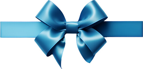 Blue ribbon for Christmas gift in PNG. Transparent background.
