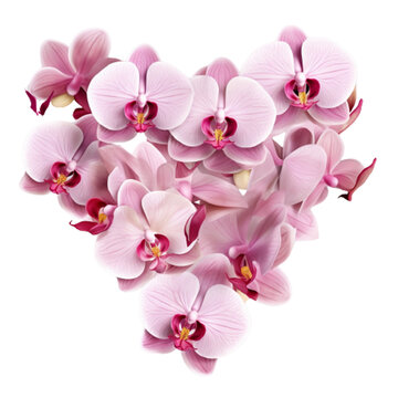 PNG and PSD Fresh moth orchid flowers in heart isolated on a transparent background