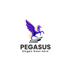 Vector Logo Illustration Pegasus Gradient Colorful Style
