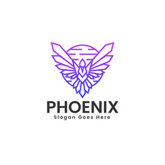 Obraz premium Vector Logo Illustration Phoenix Gradient Line Art Style